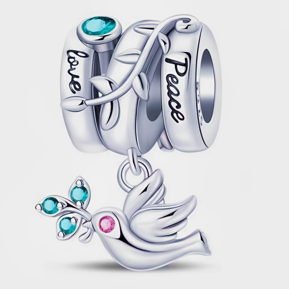 Pingente Amor & Paz - Cristal Turquesa