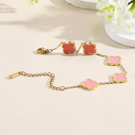 Pulseira de Ouro 18k Feminino Trevo Preto - Inspiração Van Cleef