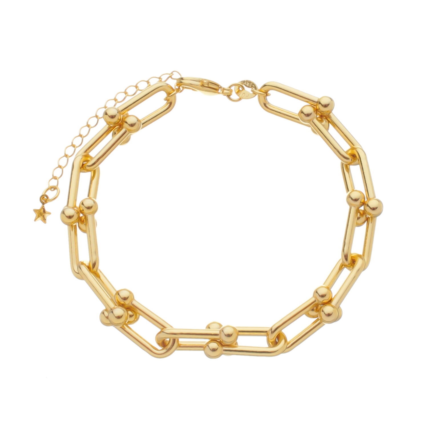 Pulseira de ouro femininio - Corrente Elos Largos Banhado a Ouro 24k