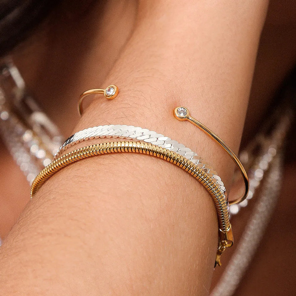 Pulseira de ouro feminina - Banhado a ouro 18K Cobra