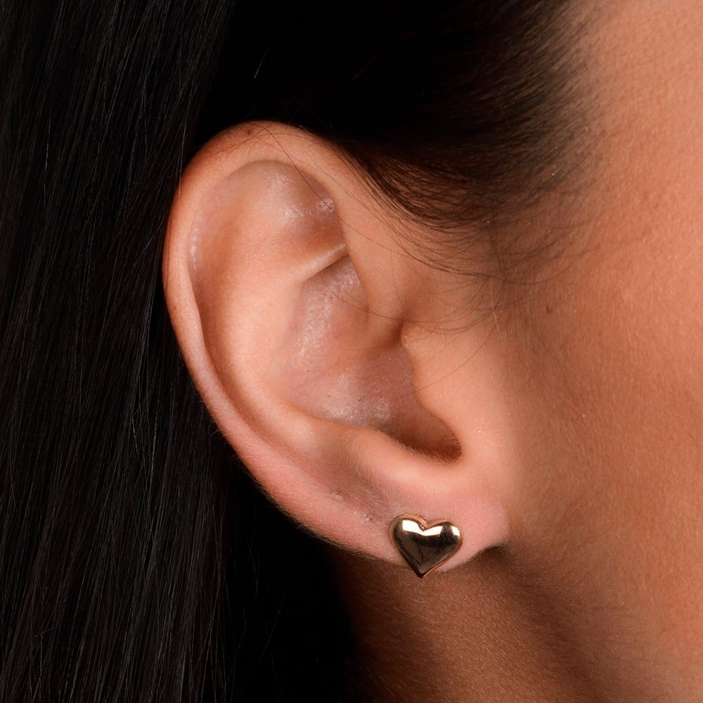 Brinco de Coração Médio Banhado a Ouro 24K