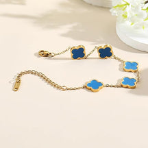 Pulseira de Ouro 18k Feminino Trevo Preto - Inspiração Van Cleef