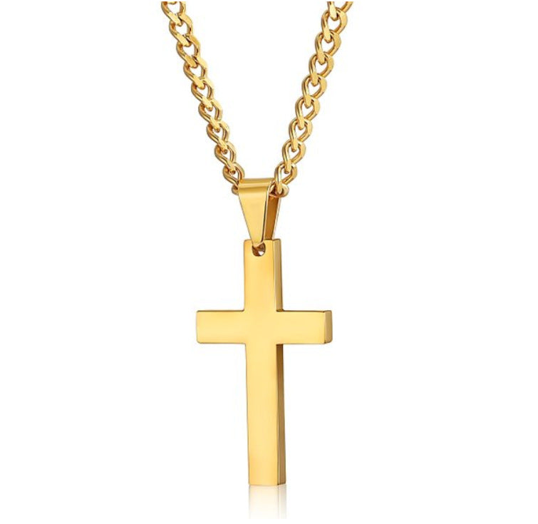 Titanium steel simple single cross necklace pendant