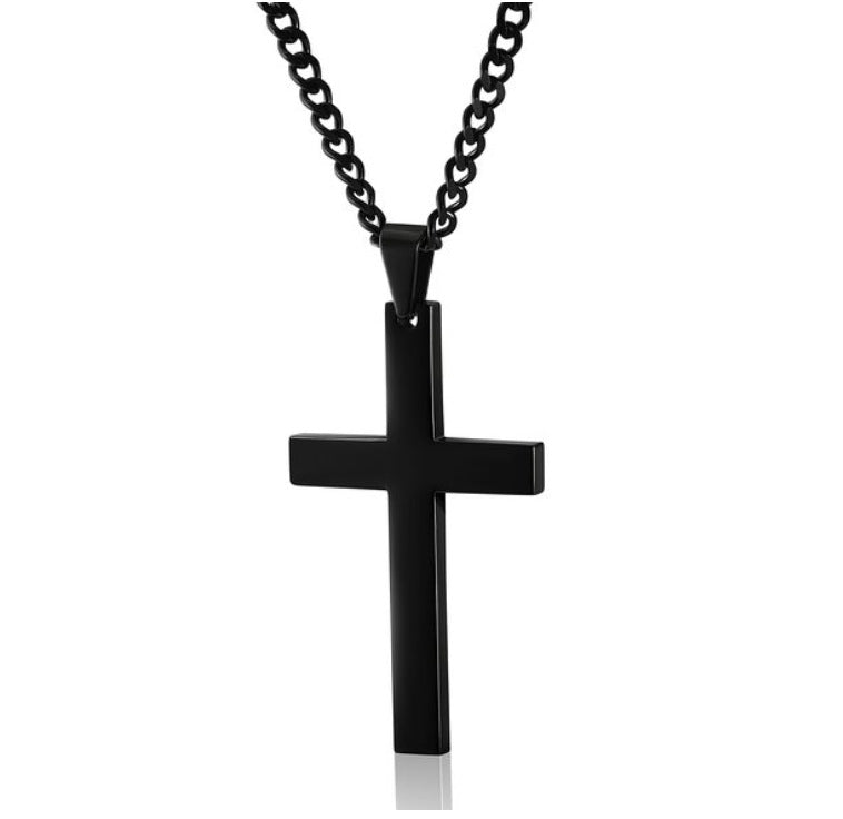 Titanium steel simple single cross necklace pendant