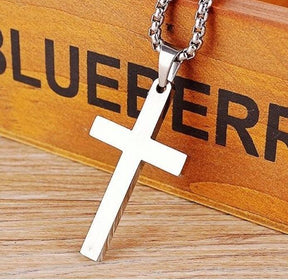 Titanium steel simple single cross necklace pendant