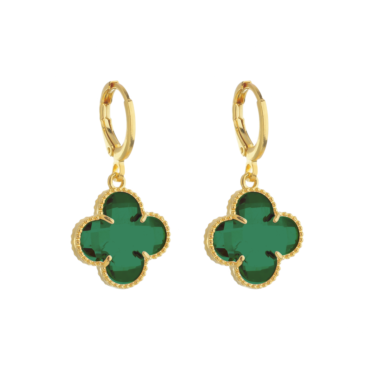 Brinco de ouro feminino Verde - Trevo banhado a ouro Ouro 24K