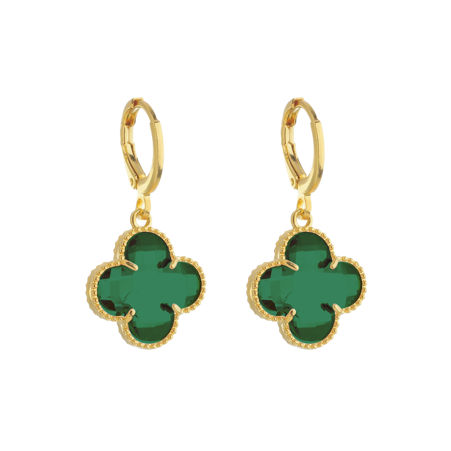 Brinco de ouro feminino Verde - Trevo banhado a ouro Ouro 24K