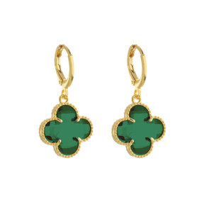 Brinco de ouro feminino Verde - Trevo banhado a ouro Ouro 24K