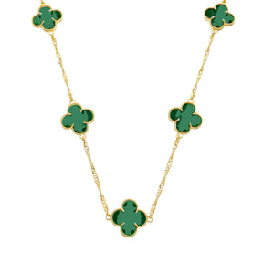 Colar de Ouro Feminino Trevo Preto Banhado em Ouro 24k