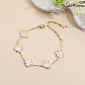 Pulseira de Ouro 18k Feminino Trevo Preto - Inspiração Van Cleef