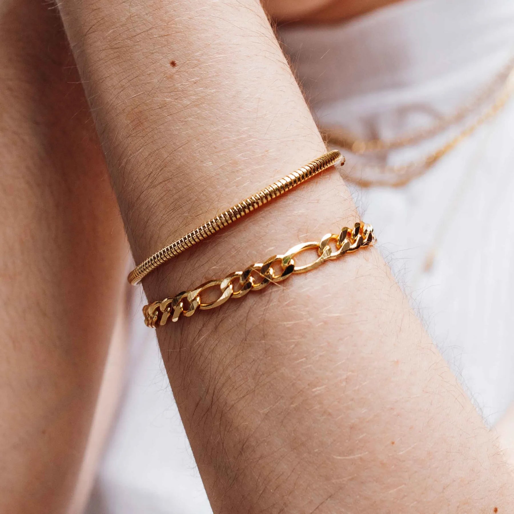 Pulseira de ouro feminina - Banhado a ouro 18K Cobra