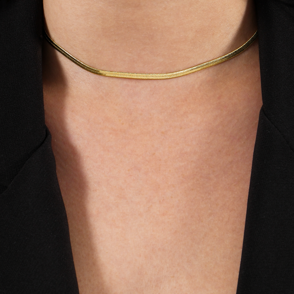 Colar Chocker de Fita Banhado a Ouro 24k