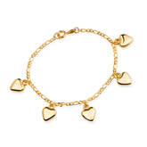 Pulseira com Berloques de Coração Ouro 24k