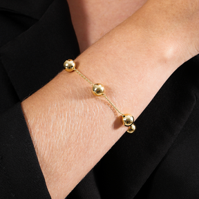 Pulseira de Bolas Grandes Banhado a Ouro 24k