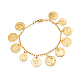 Pulseira de Moedas Antigas Banhado a Ouro 24k