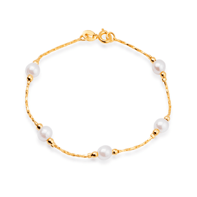 Pulseira de Pérolas Banhado a Ouro 24k