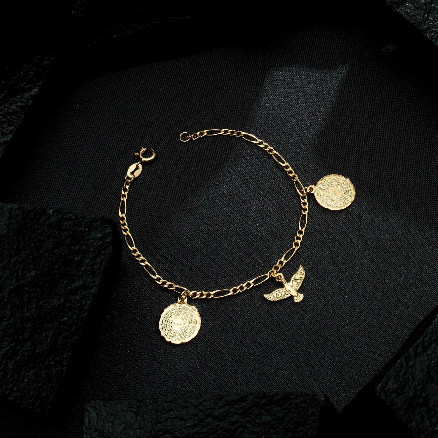 Pulseira Pai Nosso e Espírito Santo Ouro 24k