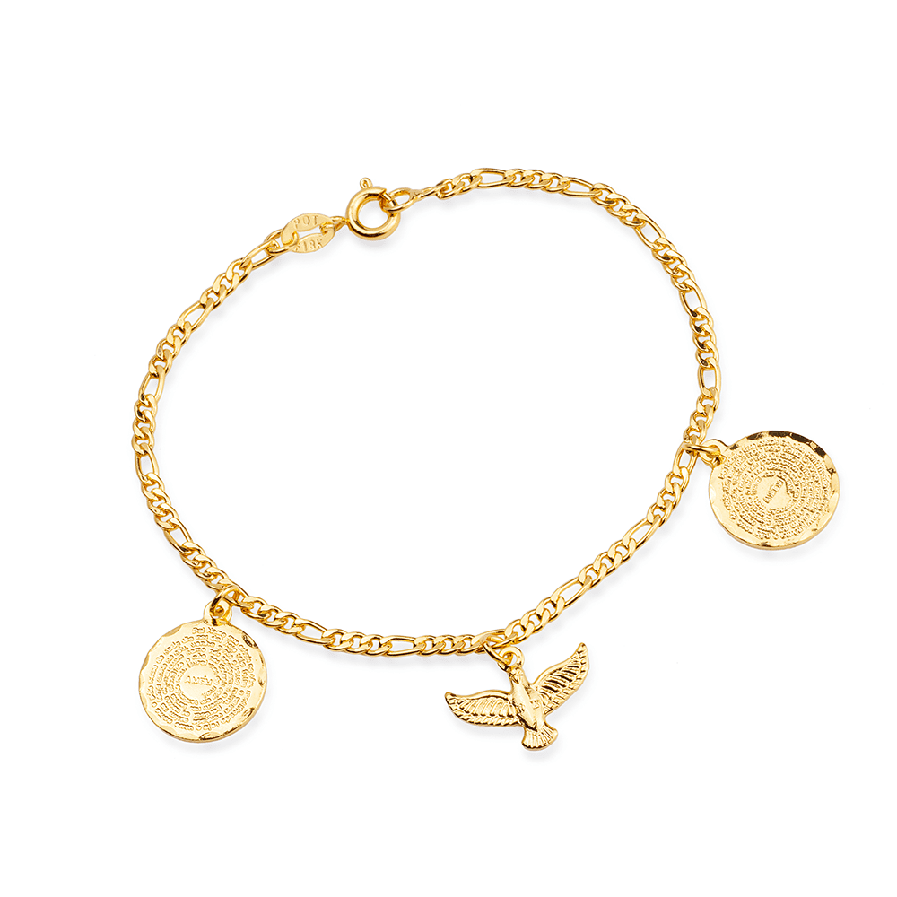 Pulseira Pai Nosso e Espírito Santo Ouro 24k